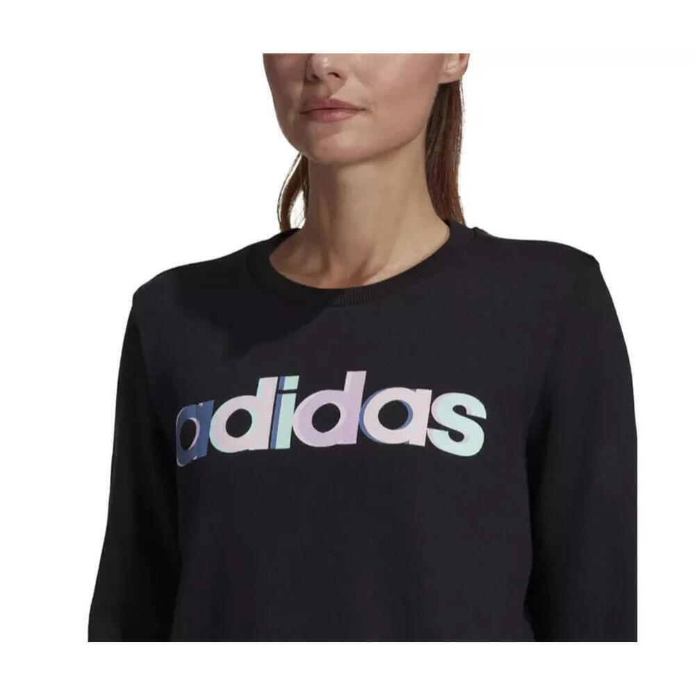 New Adidas Women's Multi-Color Logo Long Sleeve Top, Color: Black, Size: M - Picture 2 of 4